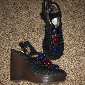 Black Velvet Wedges